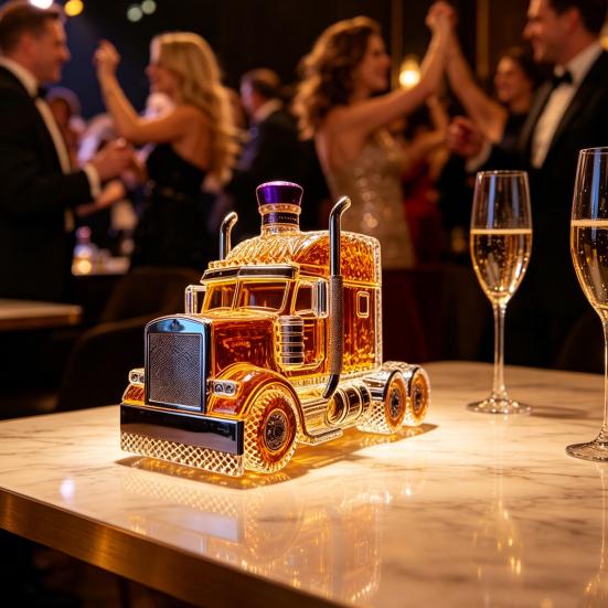 Truck-Shaped Glass Whiskey Decanter, Vintage Carafes for Spirits, Liquor Storage Bottle with Airtight Seal, Home Bar Decor
