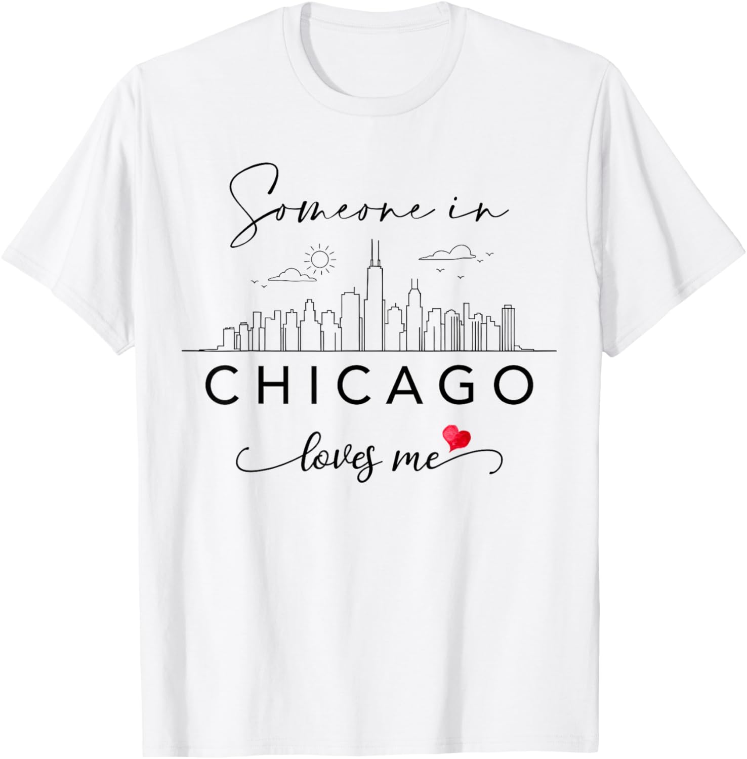 Someone in Chicago Loves Me Skyline Chicago IL Cityscape T-Shirt S разноцветный