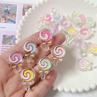 12 Uds. Pulsera de aceite de goteo de piruleta con cuentas DIY hecha a mano Material de cuerda para la cabeza cuentas sueltas acrílicas accesorios para el cabello cadena para teléfono móvil