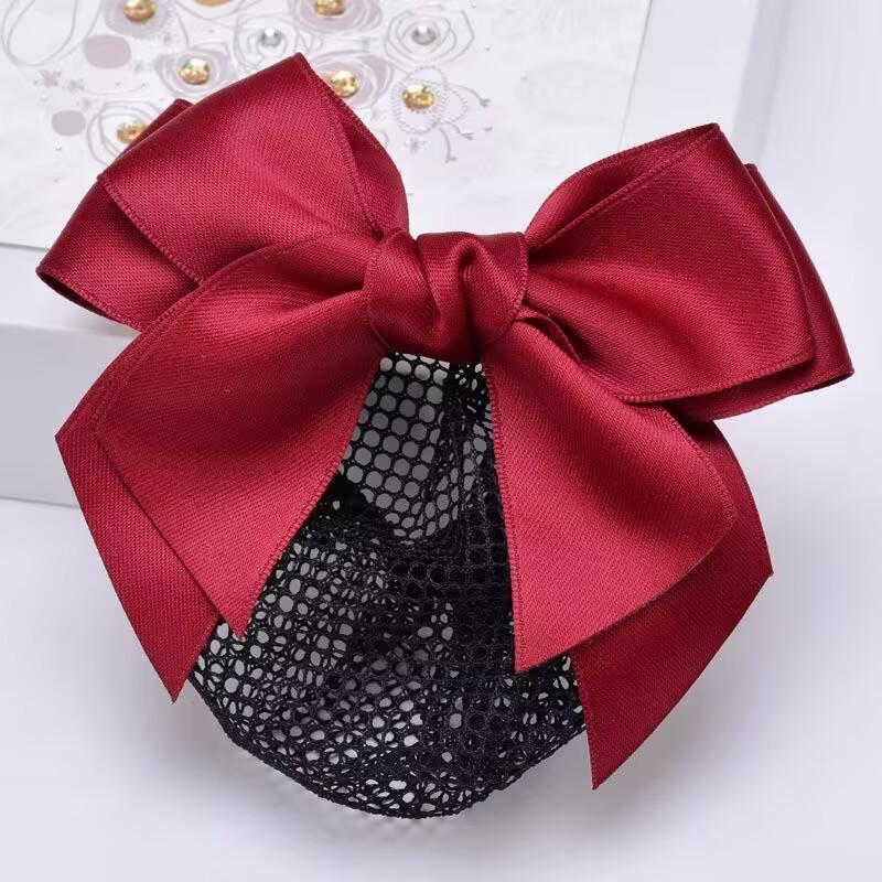 Korean Style Professional Hair Snood: Bow Hair Clip for Waitresses, Nurses, Hotel Staff, and Flight Attendants