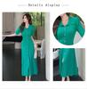 2026 Summer Korean Style Women's Polo Collar Short Sleeve Wool Knit Dress, Waist-Cinching, Slimming Long Dress.