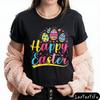 Easter Vibes Shirt Colorful Bunny and Floral Egg Design T Shirt Women Tops Ropa Mujer  Tees Short Sleeve Summer Clothes