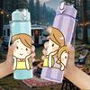 1PC Two Little Girls Best Friend Print 750ml Color Plastic Sports Water Bottle Leakproof Flip Straw Lid Suitable for Sports Office Home Use