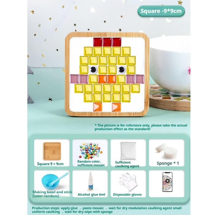 Bamboo Mosaic DIY Coasters Handmade Creative Material for Cup Tableware Mat Tray Placemat Mosaic Crystal Craft Tool Kit Kid Gift
