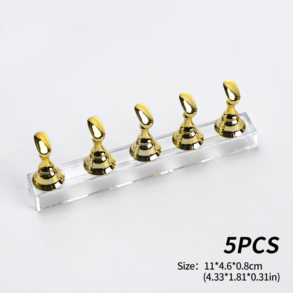 5pcs Magnetic Nail Stand for Press On Nails Display Fake Nail Nail Tips Practice Holder with Reusable Putty Nail Beginner Diy