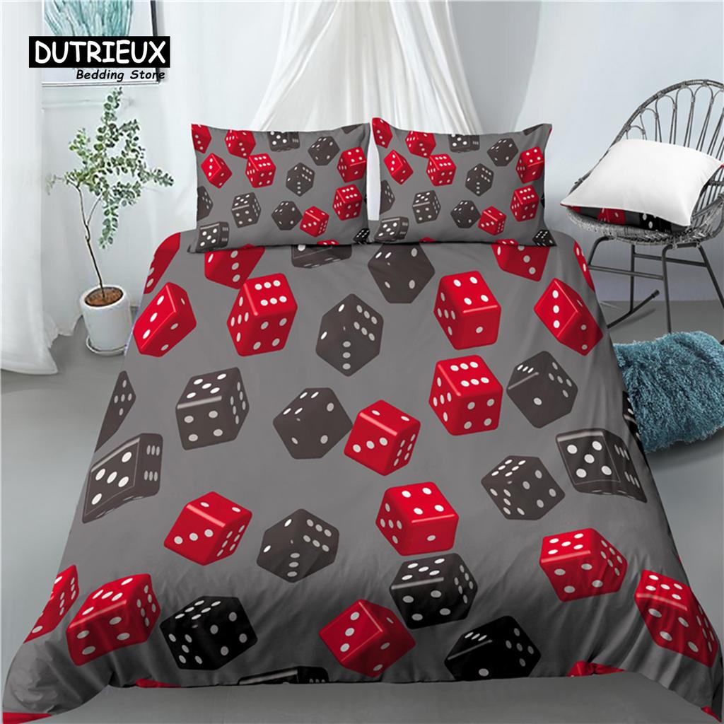 Luxury 3D Dice Print Home Living  2/3Pcs Comfortable Duvet Cover Set PillowCase Kids Bedding Set Queen and King EU/US/AU Size