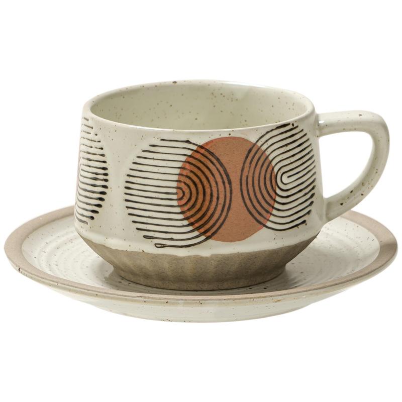 Premium Sense Retro Keramik Kaffeetasse und Untertasse Set Kreative Latte Tasse Haushalt Teetasse Exquisite Tasse