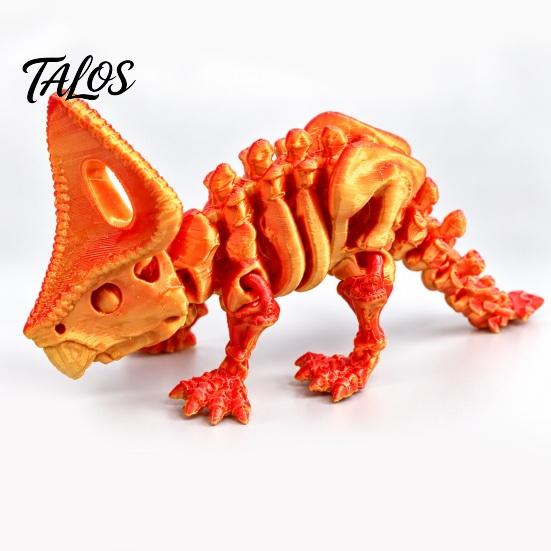 Educational Triceratops Toy 3D Printed Skeleton Model, Movable Joints Dinosaur Articulated Action Figure, Bone Desktop Decoration Collection Model