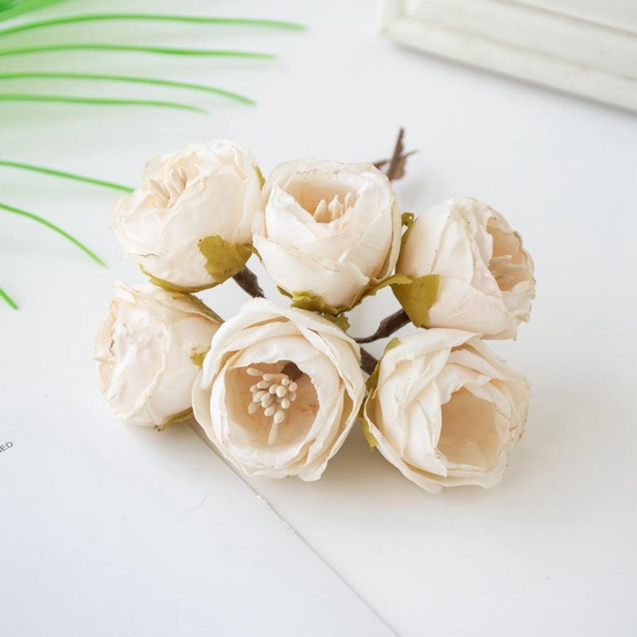 6 Stück Künstliche Blumen Seide Staubblatt Rose Für Hochzeit Brautstrauß Deko Zuhause Wohnzimmer Bonsai DIY Weihnachts-Kranz Zubehör