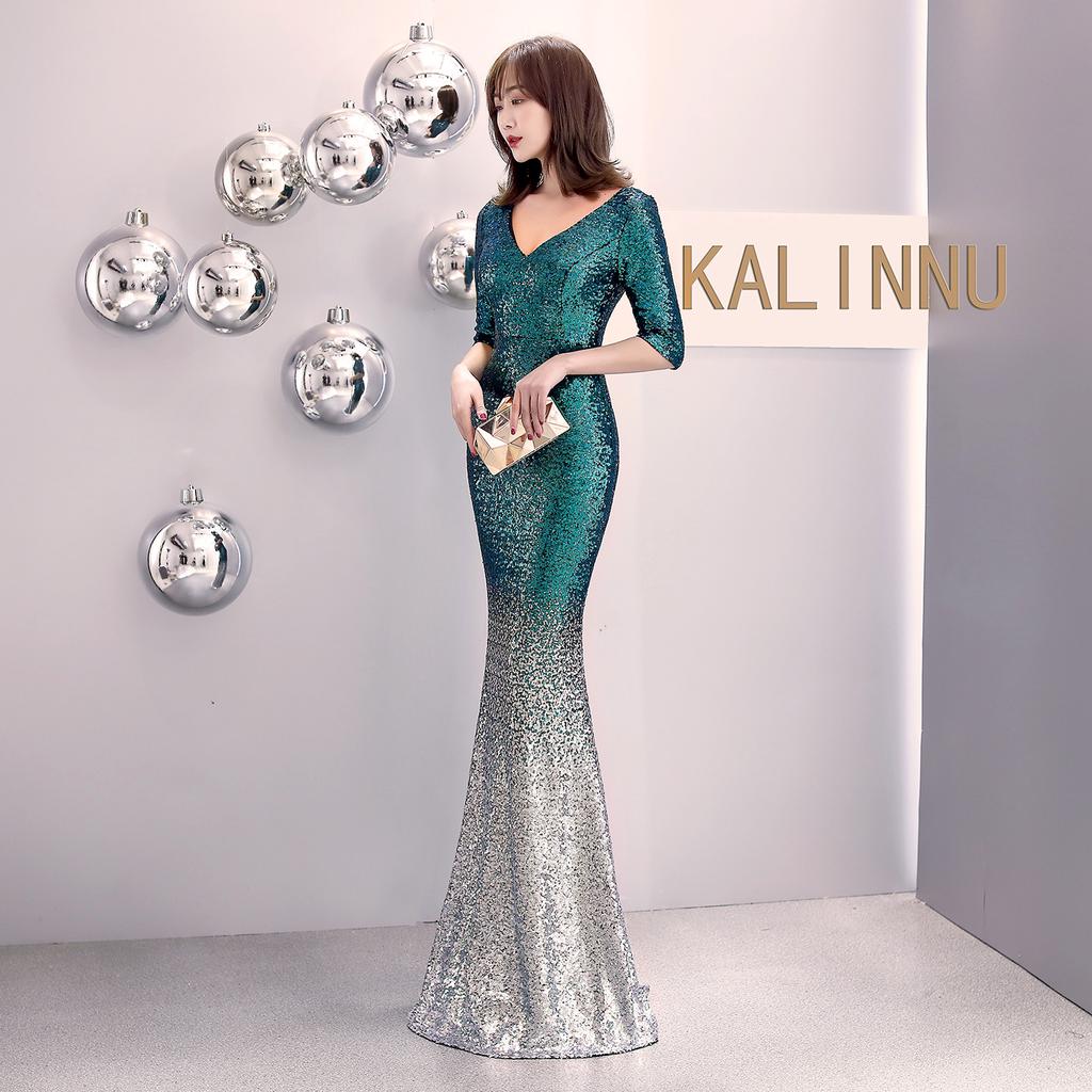 long fishtail evening dresses