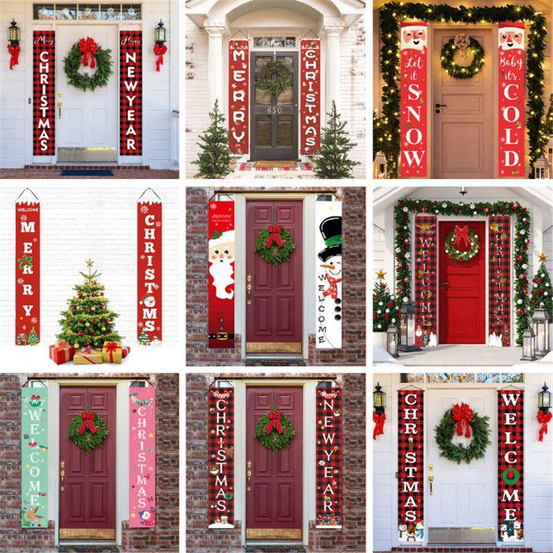 Vibrant Christmas Door Hanging Sign Banner Flag Xmas Party Decor