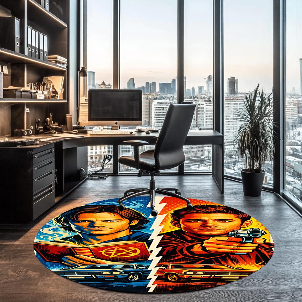 Supernatural Printed Round Rug Carpet Chair Rug Area Rug Entryway Doormats,for Office Chair Living Room Bedroom Kitchen Room.