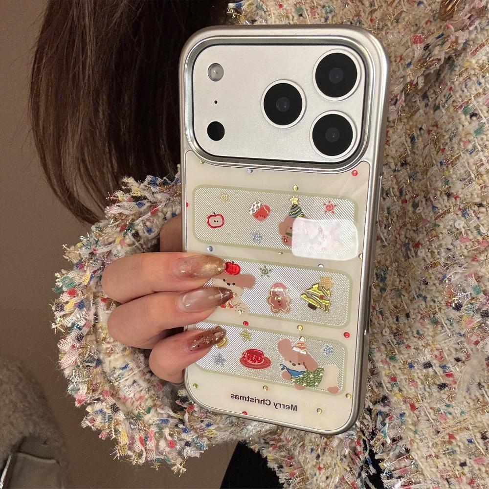 Window Christmas Puppy Case for Apple IPhone 17 Pro Max and IPhone 16, Electroplated Gold-plated Cute Protective Case.