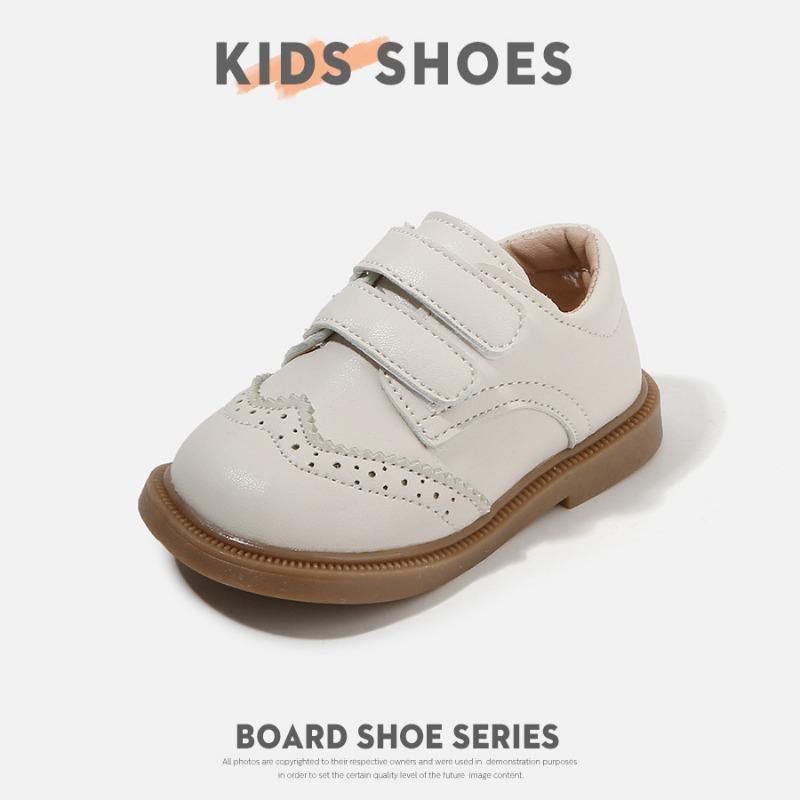 

Kids Brogue Style Double Hook And Loop Dress Shoes 16 белый