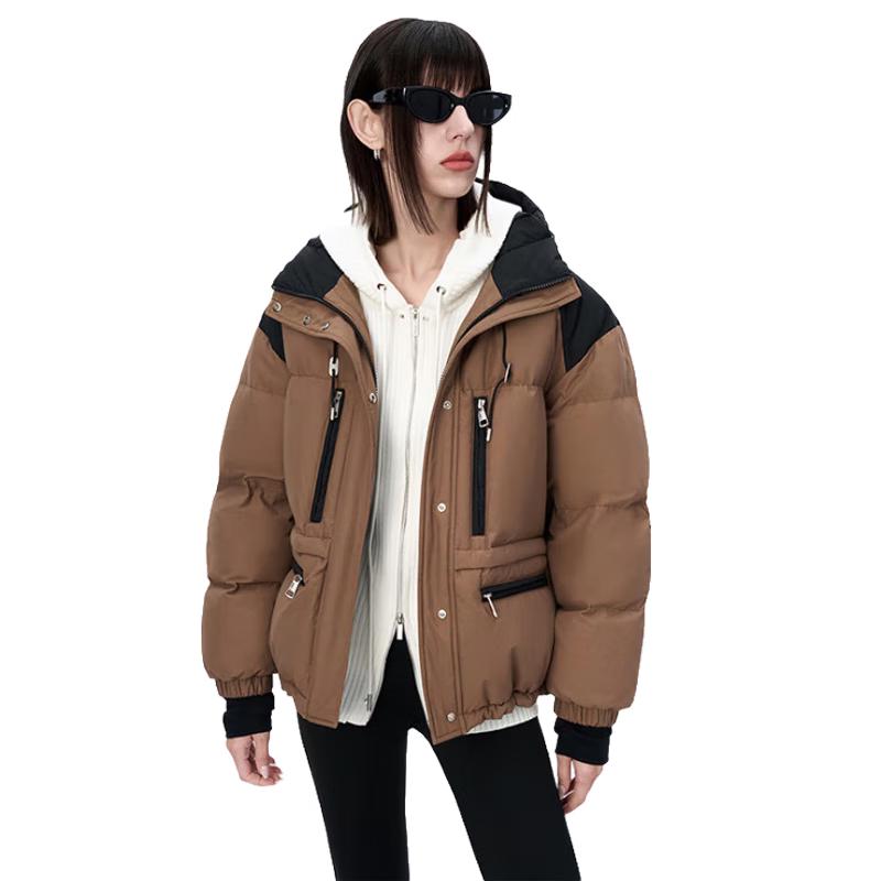 Jin Yu Jie Women's 2024 Winter Hooded Printed Short Down Jacket