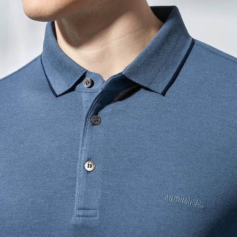 Men's Wool & Tencel Cotton Blend Business Casual Long-Sleeve Polo Shirt