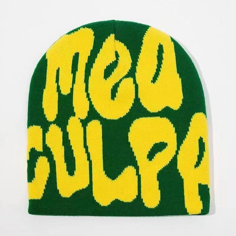 European and American Trendy Letter Jacquard Beanie - Cross-Border Hot-Selling Pullover Knit Hat