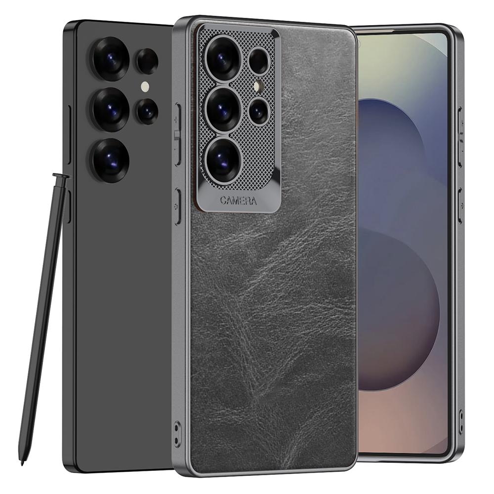 Pro pouzdro Samsung Galaxy S25 Ultra Odolné proti pádu Texturované Voskované PU kůží Potažené PC Kryt na telefon