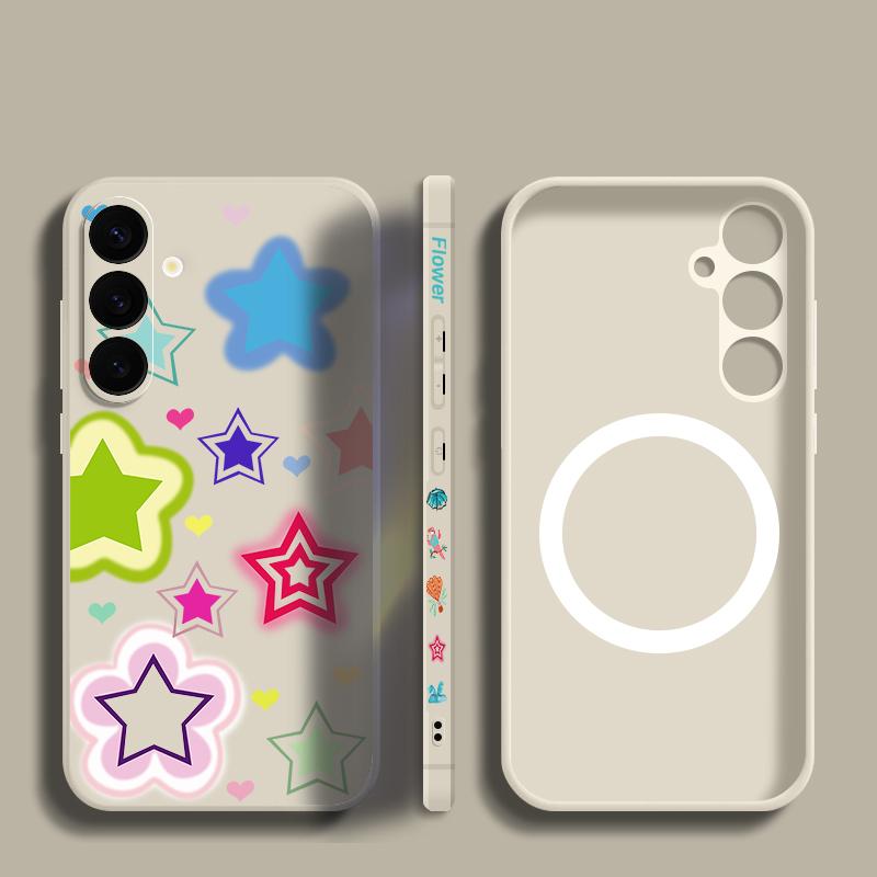 Buntes Sternenmuster Hülle für Samsung Galaxy S25 Ultra S24 S23 S22 Plus S21 S25 FE Magnetisch Für Magsafe Weiche Silikonhülle