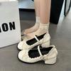 French Bow Jk Mary Jane Shoes Women's 2025 New Summer Versatile Small Height Increase Light Mouth High Heel Single Shoes