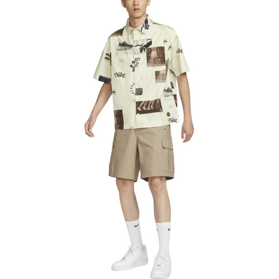 Nike Woven Print Polo Short Sleeve T-Shirt for Men in Coconut Milk Color