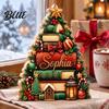 Wood Holiday Sign Wooden Christmas Table Sign Book Tree House Scarecrow Tabletop Rustic 2D Flat Decor for Mantel Shelf Desktop Seasonal Centerpiece