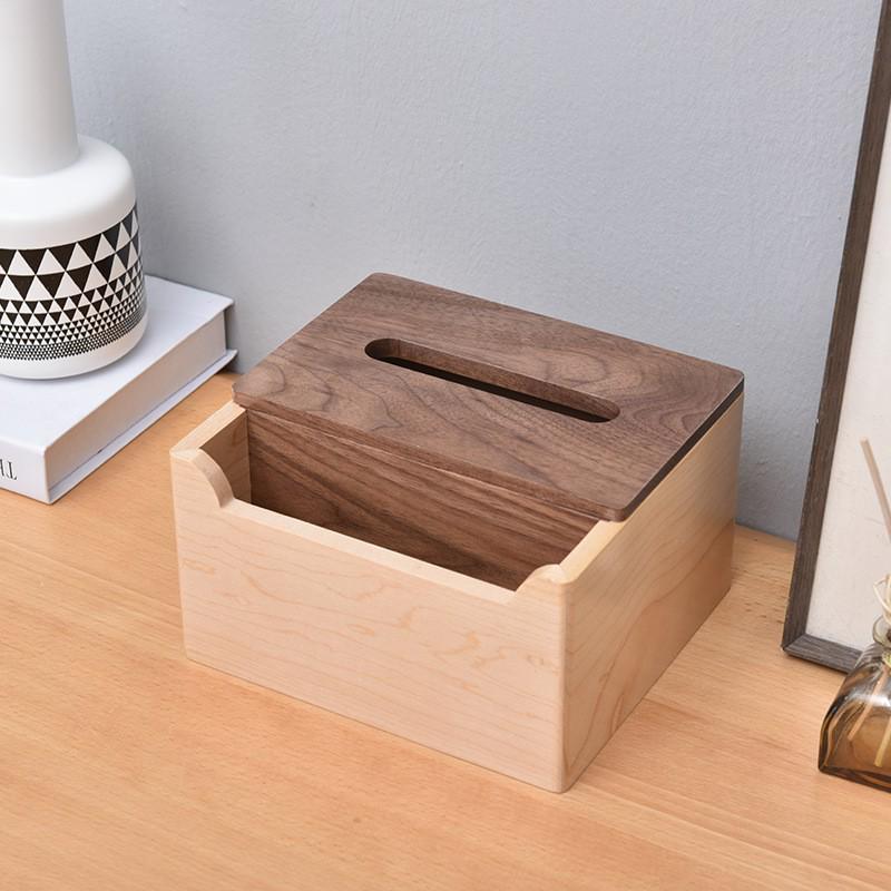 Black Walnut Solid Wood Tissue Box - Living Room Desktop Napkin Holder