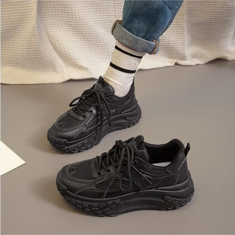 

Новая однотонная модная женская обувь с круглым носком, сетчатая, кружевная, одноцветная, Нескользящая, износостойкая, удобные повседневные кроссовки для бега 35