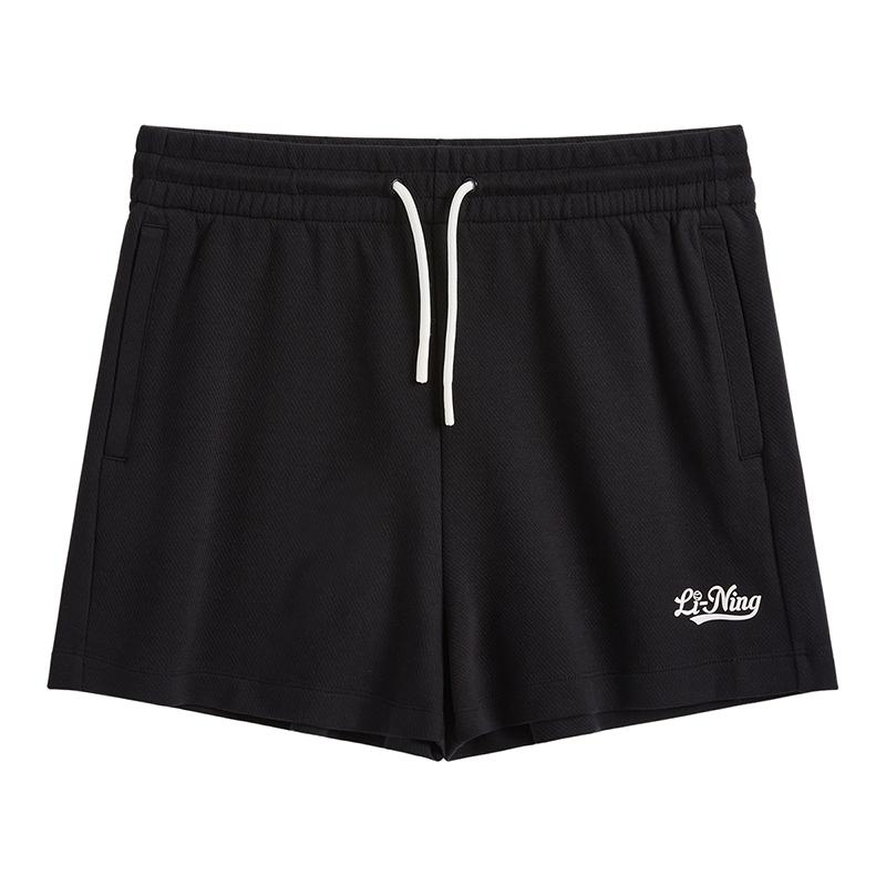 Li Ning Brand Logo Comfortable Soft Quick-Dry Mid-Waist Casual Shorts Women Shorts Black AKSV710-1