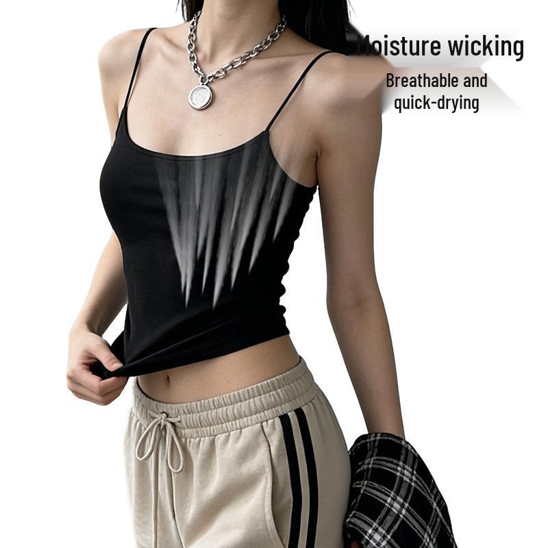 2026 Summer Korean Style Lace Trim Spaghetti Strap Slim Fit Knit Vest