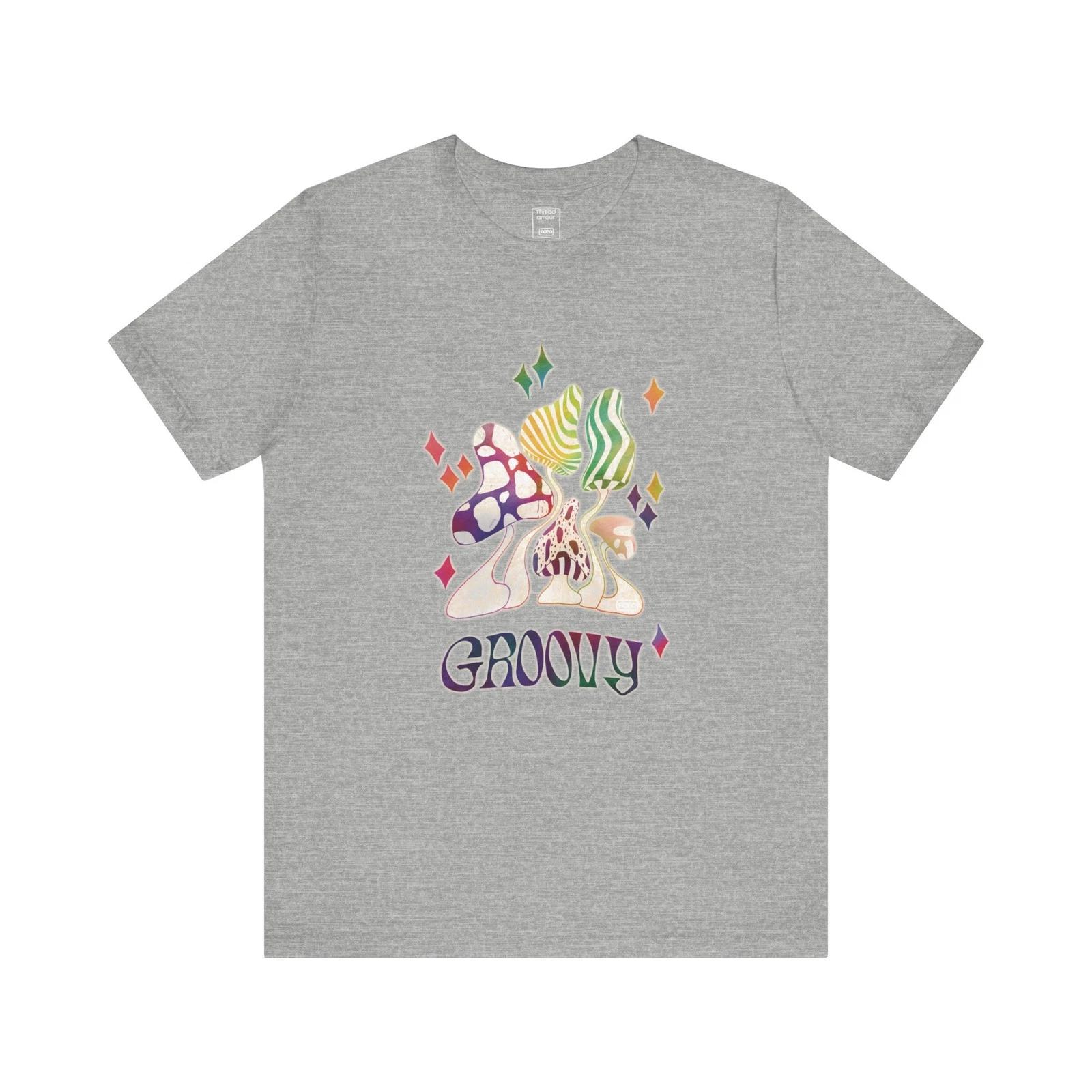 Groovy Retro Mushroom T-Shirt, Psychedelic Hippie Vibes, Cottage-Core | Unisex L