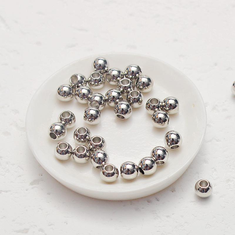 18K Gold Accessory: Shiny Small Solid Copper Round Beads for DIY Handmade Bracelets and Jewelry Spacers