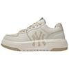 New York Yankees Synthetic Leather Abrasion Resistant Mid Top Skateboard Shoes Unisex Beige Yellow Sneakers 3ASXM046N-50BGS