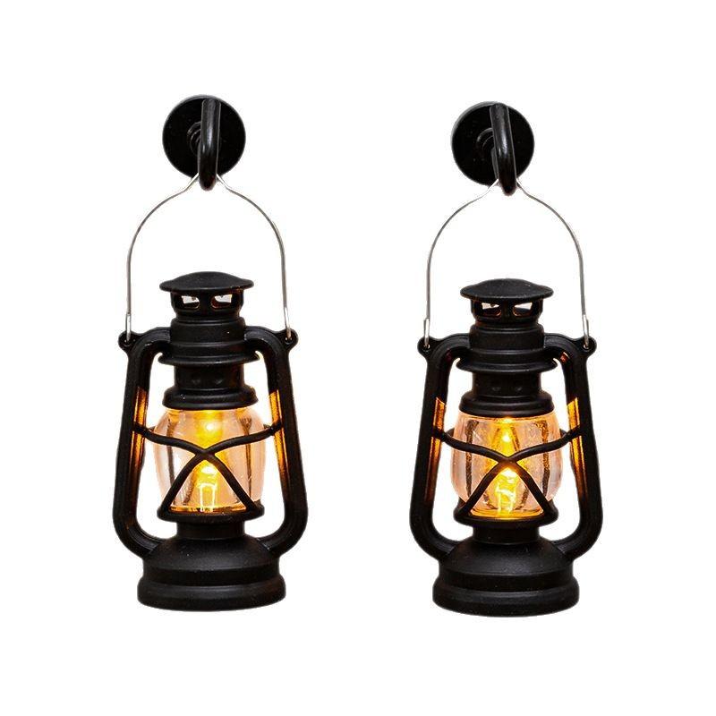 Mini Retro Petroleumlampe Kühlschrankaufkleber Hängendes Stück Leuchtende Dekoration Nachtlicht Puppenhaus Ornamente