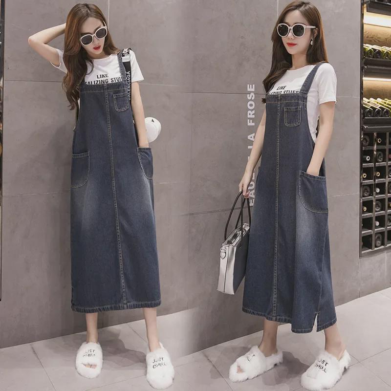 Summer 2025 Women's Casual Slim Denim Overall Dress
