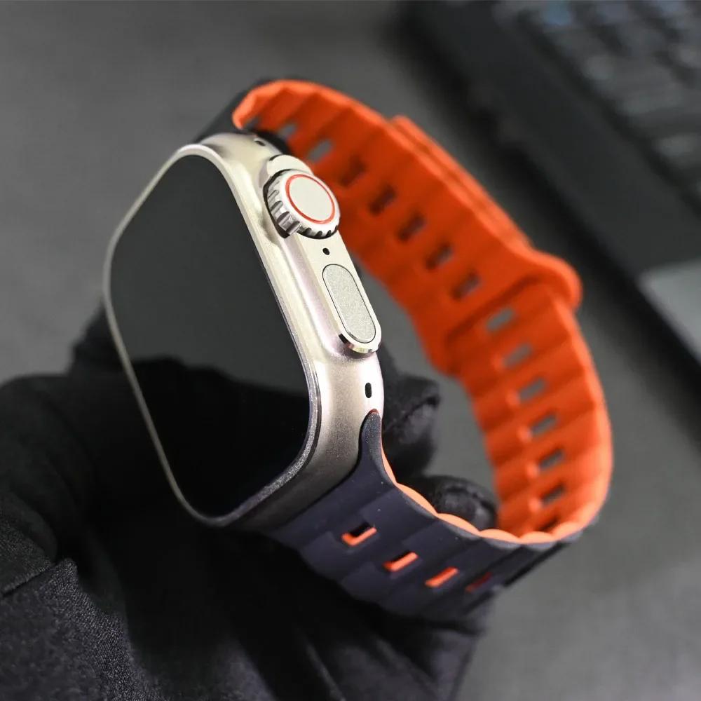 Silicone Strap For Apple Watch Ultra 2 1 49mm Series 9 8 7 45mm 44mm 42mm 38mm 40mm Sports Band For iWatch 6 5 4 3 Se Bracelet Accessories