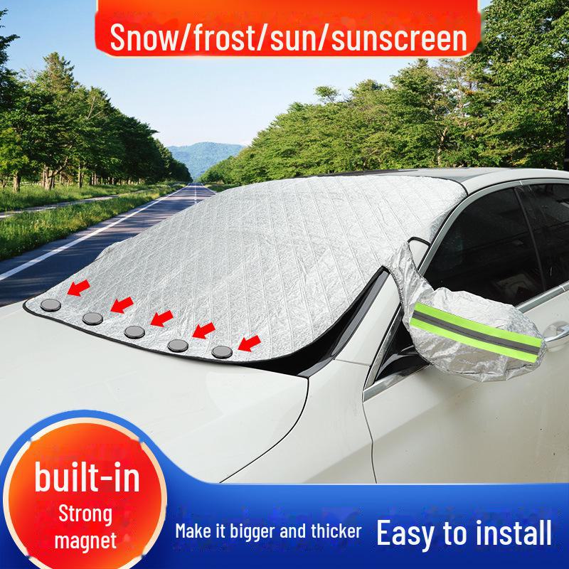 

Магнитный зимний лобовой экран от снега и мороза для автомобиля - утолщенный солнцезащитный козырек 5 magnets, 160*116cm, large