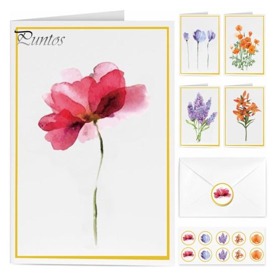 

10 шт. открыток с золотым фольгированным цветочным дизайном, поздравительные открытки с конвертами и наклейками на день рождения, свадьбу, годовщину, деловую встречу 10pcs