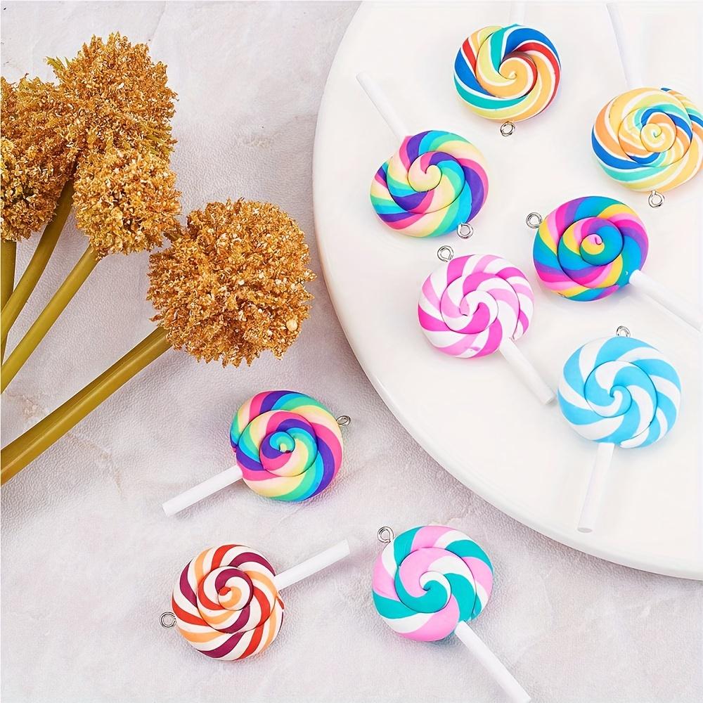 5/10/20pcs Colorful Candy Pendant Polymer Clay Candy Candy Pendant Mobile Strap Key Bag Decoration DIY Jewelry Making