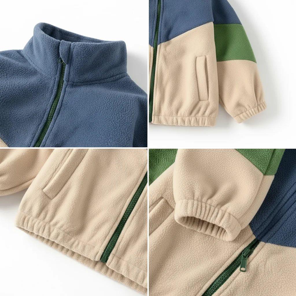 Herbstkleidung Kinderbekleidung Kinder Polarfleece Jacke Junge Baby Farbblock Lässig Einfach