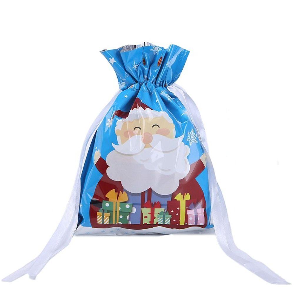 5Pcs Drawstring Christmas Candy Bags Large Candy Cookie Packaging Bag 2024 Gift Bag