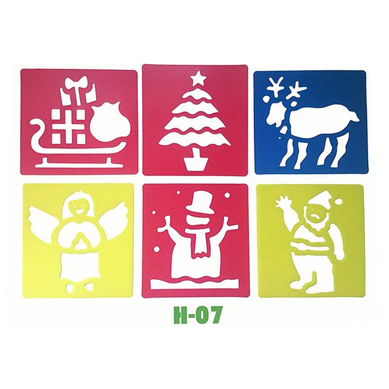 6PCS Hollow Out Painting Template Washable Reusable Plastic Graffiti Ruler DIY Paint Tool Creative Craft Drawing Accessories ZYF