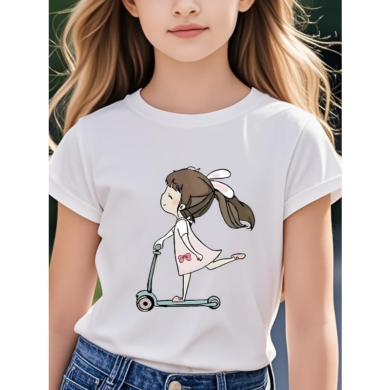 Girls  Round Neck T-Shirt, Casual and Comfortable 110 белый