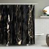 Black Marble Shower Curtain with Golden Veins Decorative Waterproof Bath Mat for Home Bathroom Size Customizable