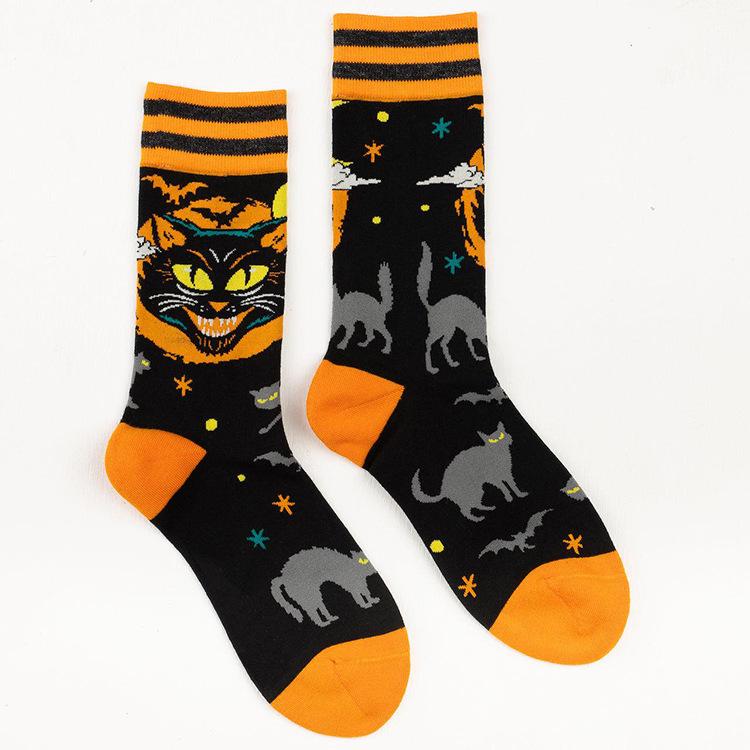 Gothic Dark Retro Jacquard Skateboard Mid-Tube Cotton Socks - Spring/Summer Trendy Unisex Style