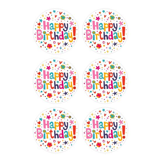 

6Pcs Happy Birthday Thank You Sticker Set Cute Party Decals for Gift Wrapping Cards A