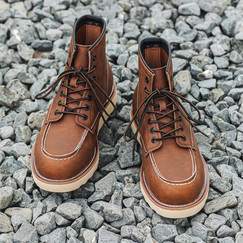 Goodyear Leather Martin Boots Classic American Retro Shoes Boots High Top Motorcycle Boots