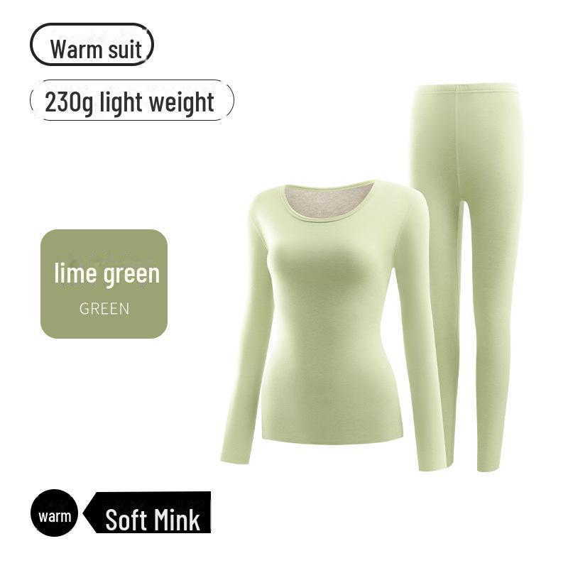 

Женский термокомплект - Норковый флис, Приталенный крой, Круглый вырез, Теплый для осени/зимы XXL [175-180cm 160-180 catties]