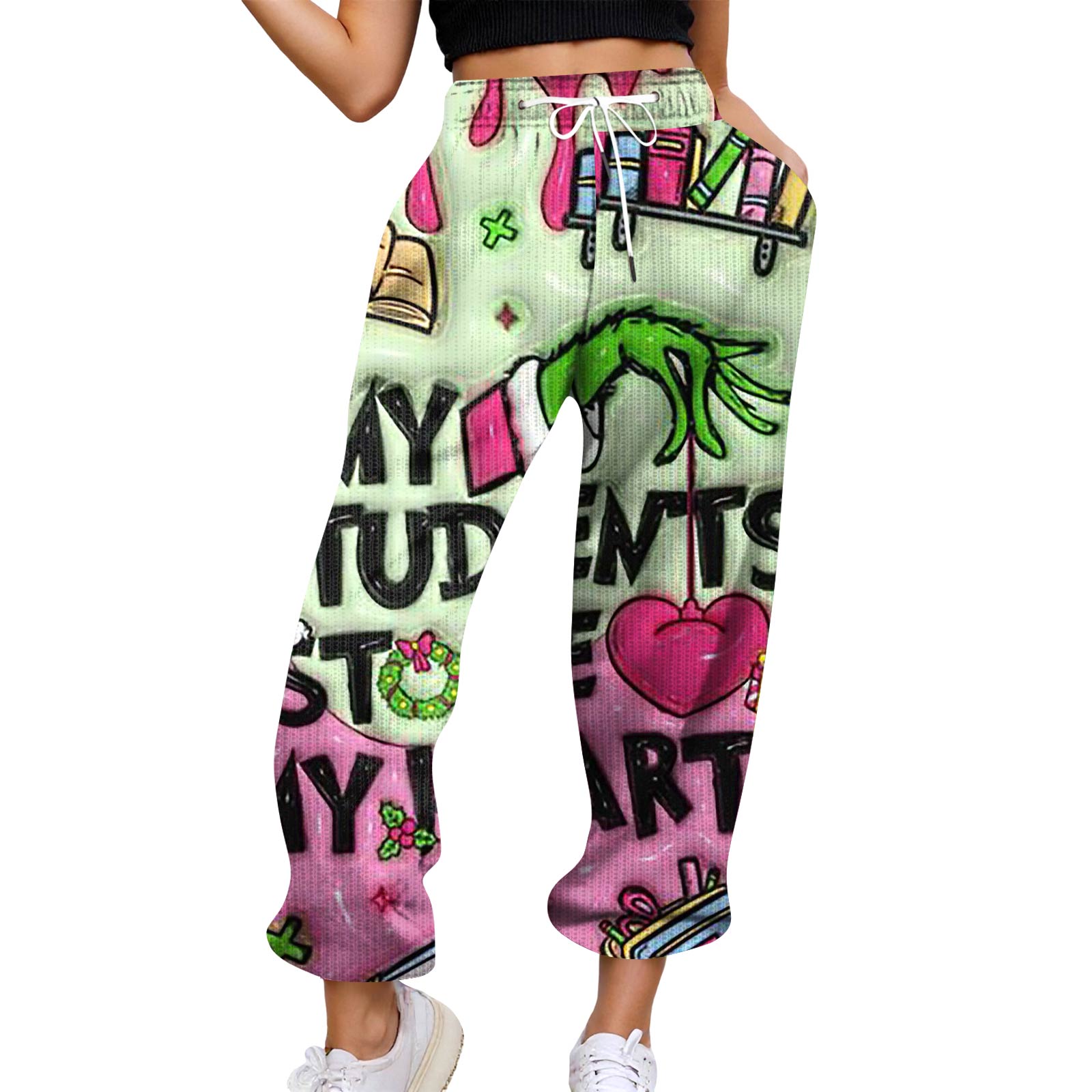 

Женские повседневные брюки с высокой талией, поясом, спортивными брюками и карманами XXL