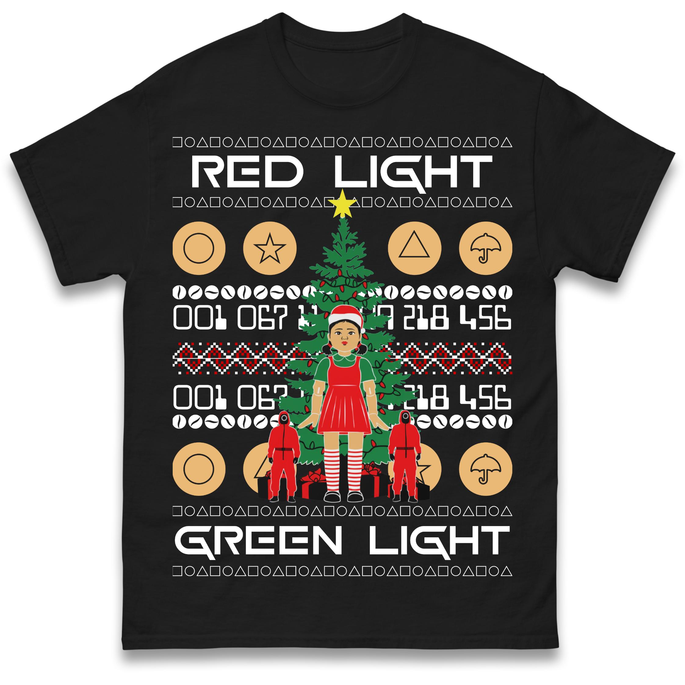 Squid Games red light green light sleeping Christmas T Shirt Tshirt Mens Womens Unisex Tops Tees S